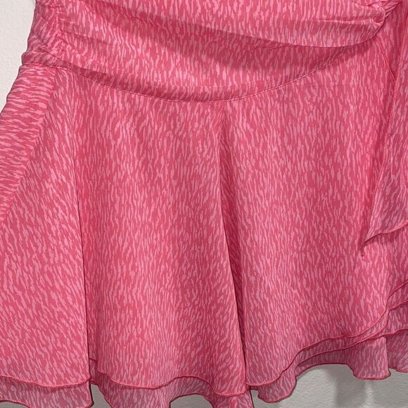 Aerie Pink Chiffon Wrap Skirt Size Large – Abstract Brushstroke Flowy Lined Mini - Picture 6 of 12